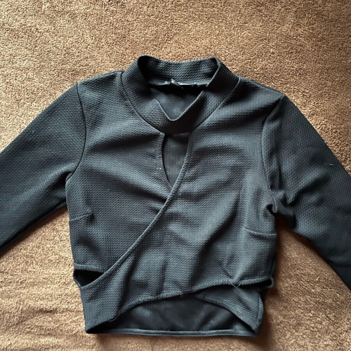 Tally Weil blouse long-sleeve black like new, fitted XS