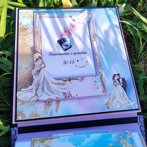 Handmade pop-up scrapbook album "Our Fairytale Wedding" new