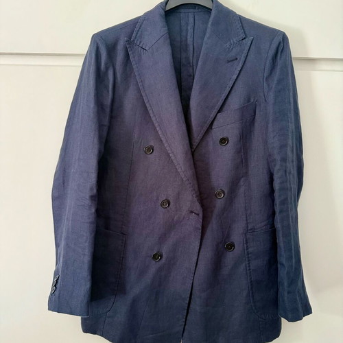 Gutteridge double-breasted linen jacket blue like new, size 48