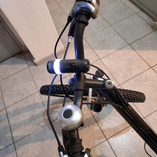 Mountain bike black used with front and rear suspension, V-brakes