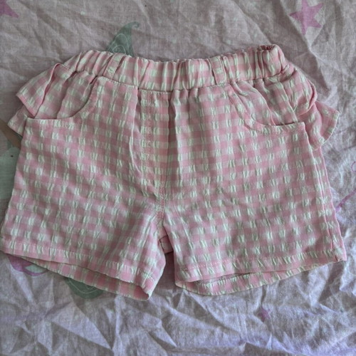 Pink Checked Baby Girl Shorts like new up to 6 months
