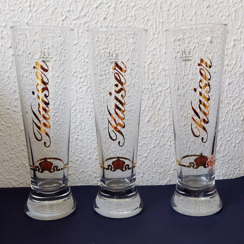 Kaiser collectible glass beer mugs set of 3, 0.3L