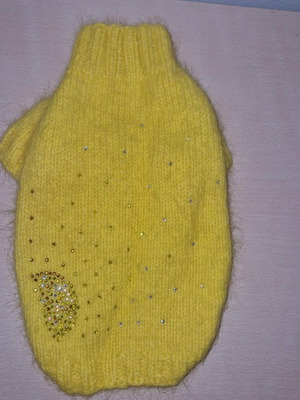 Handmade dog sweater unisex with rhinestones, wool, very soft and warm