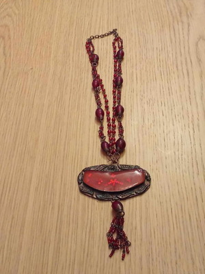 Vintage necklace from 1970 like new, red