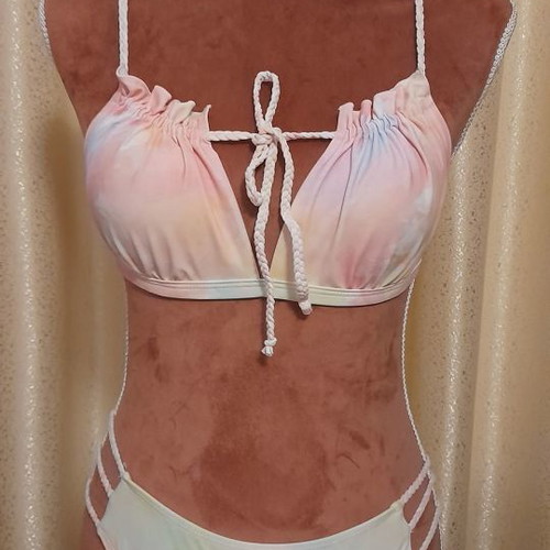 High-waisted bikini swimsuit like new, size M, multicolor