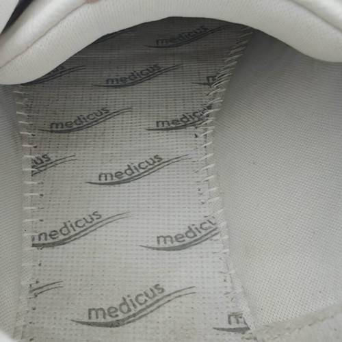 Medicus leather sneakers, size 40, 26cm insole, white with beige and pink suede accents