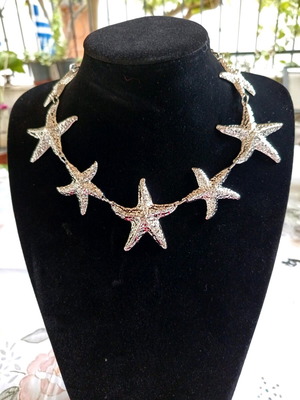 Starfish necklace stainless steel silver new statement summer