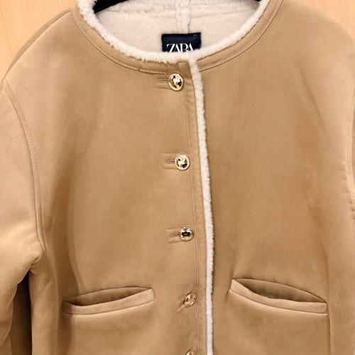 Zara Honey Short Coat With Fur Lining Like New