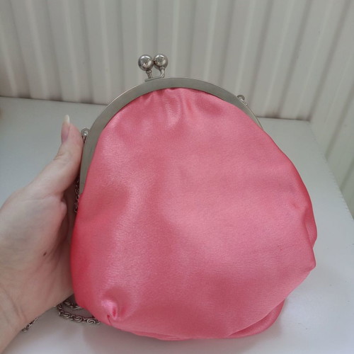 Pink satin shoulder bag new with detachable chain
