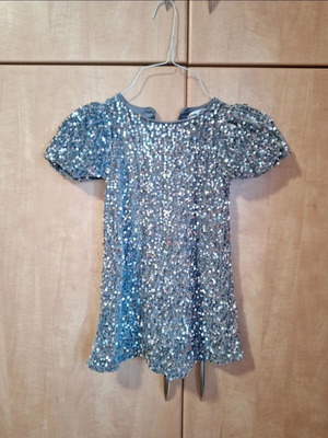 Girls' dress with sequins silver for 5 years like new
