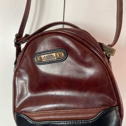 Vintage crossbody bag used, brown and black, faux leather