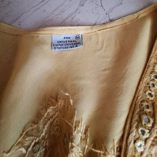 Blouse with Embroidery and Crystals New, Size M, Brown and Yellow