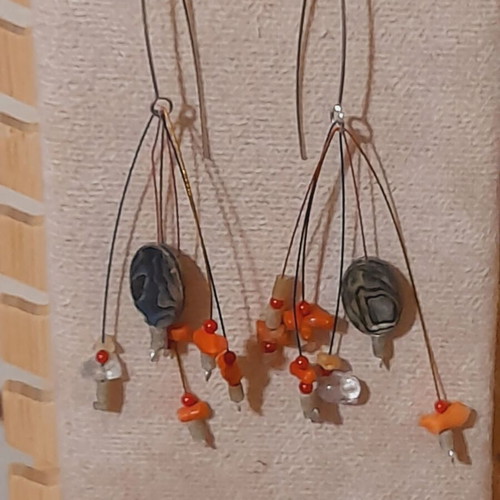 Handmade earrings with silver 925 clasp, red and turquoise
