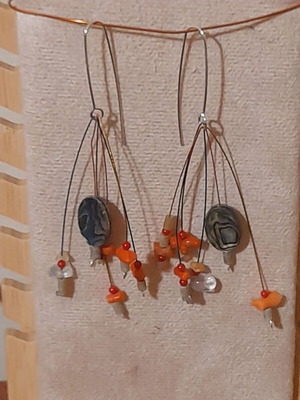 Handmade earrings with silver 925 clasp, red and turquoise