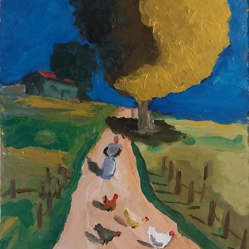 Landscape acrylic on cardboard new, 20÷30cm without frame
