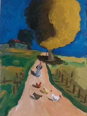 Landscape acrylic on cardboard new, 20÷30cm without frame