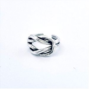 Ασημένιο δαχτυλίδι κόμπος - Adjustable Silver Knot Ring-Perfect for Summer & Surf Lovers,Nautical and Beach-Inspired Design,Ideal for Any Finger Size