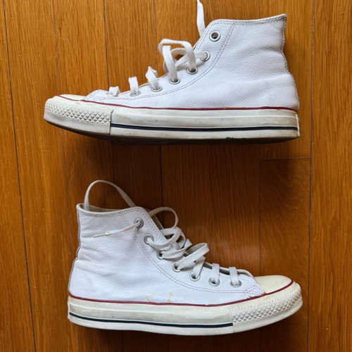 Converse white leather women's shoes used, size 37