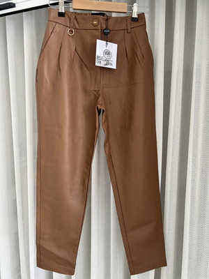 BSB leather look women's pants, camel color, size M