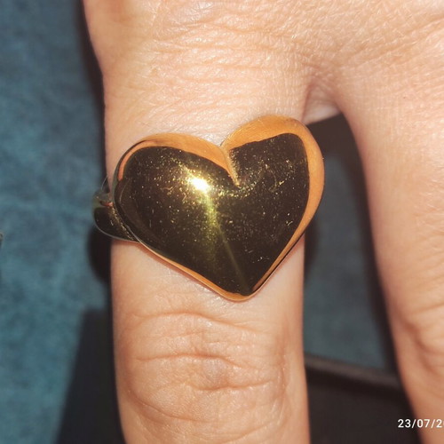 Stainless Steel Rings new, gold color, heart shape, set of 3