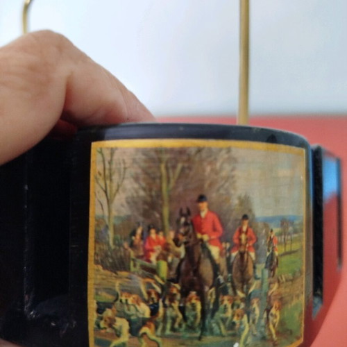 Vintage card and chip holder used, Italian 1960 lacquered wood