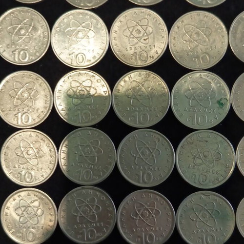 Collectible pack of 52 used 10-drachma coins (Democritus) 1976-2000