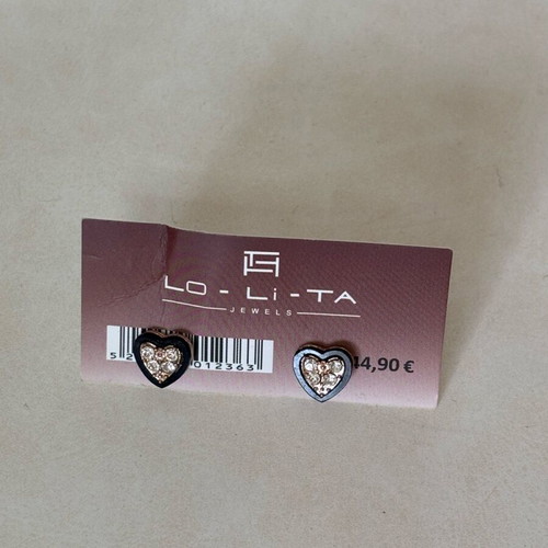 LO-LI-TA heart earrings like new, black and white
