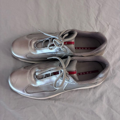 Prada Leather Sneakers Silver Men EU 44-45