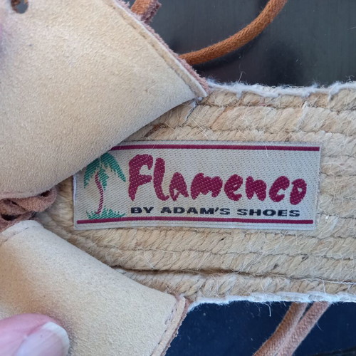 Flamenco leather lace-up espadrilles like new, size 36, beige-brown
