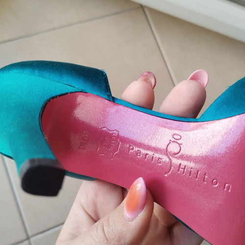 Paris Hilton peep toe heels brand new, emerald color, size 39