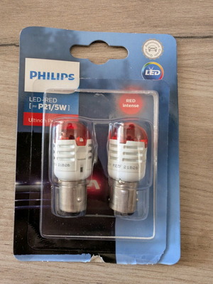 Λάμπες LED Phillips Ultinon Pro3000 καινούργιες, P21/5W κόκκινες