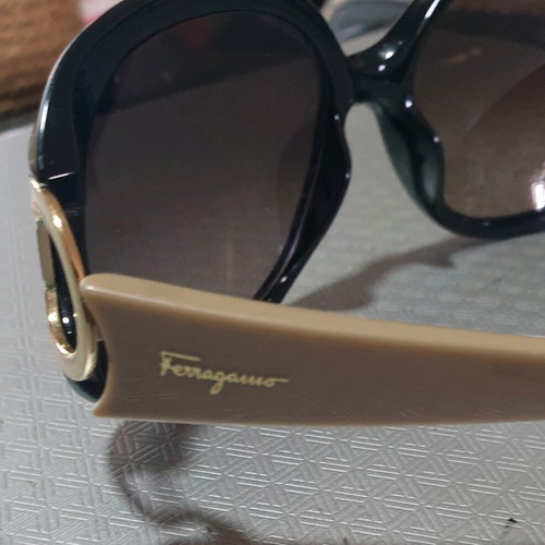 Salvatore Ferragamo SF668S women's semi-oval sunglasses like new, beige plastic