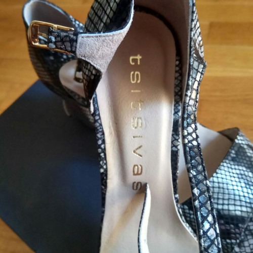 Snake skin sandals grey/black new, leather size 41