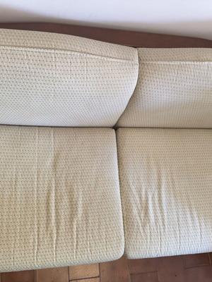 Living room sofa with wooden frame, beige, like new