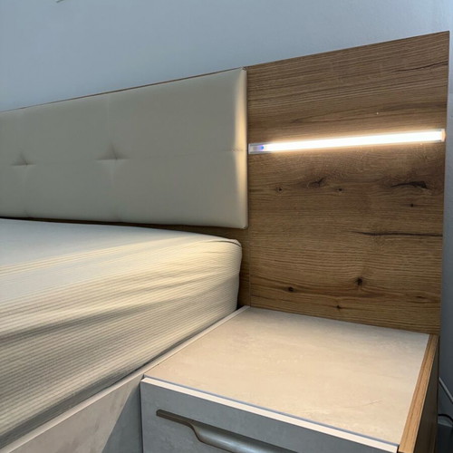 Bedroom set with adjustable touch lighting, storage and lift mechanism used