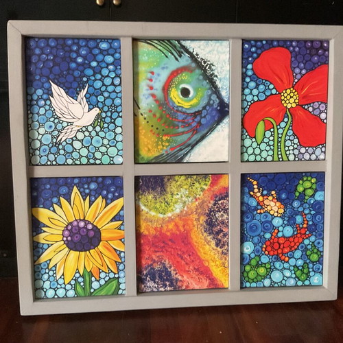 Sharon Cummings Art Set of 6 Giclée Prints in Wooden Frame New