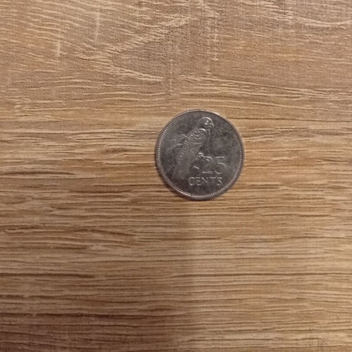 Seychelles 25 Cents Coin 2001 used, silver color