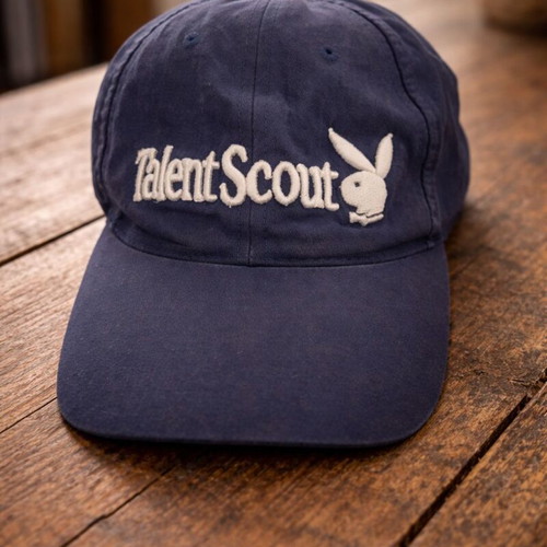 Vintage Playboy hat used, dark navy blue