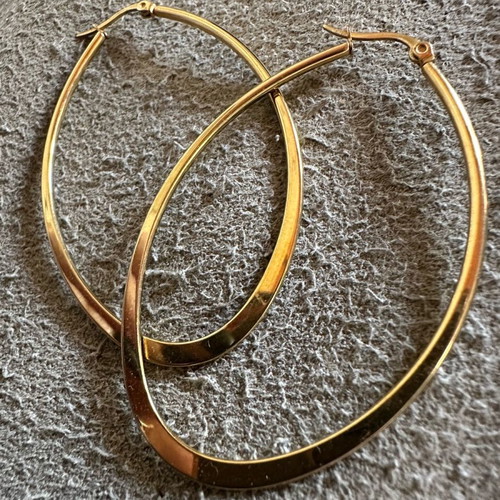 Steel gold oval hoop earrings used