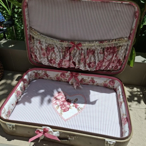 Vintage Decorative Suitcase shabby chic used, romantic floral upcycled