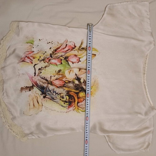 Silk blouse Camelot beige size M like new with lace and buttons