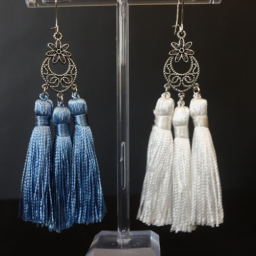 Tassel earrings new, multicolor and silver