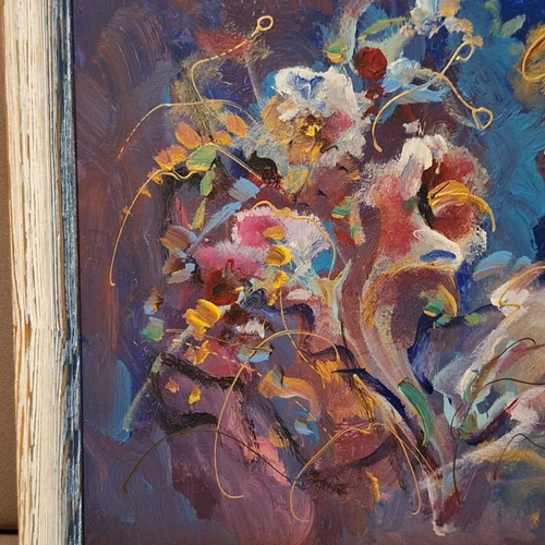 Authentic Mouratidou painting like new with dedication and frame 58×48cm