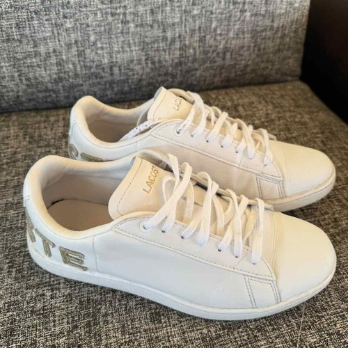 Lacoste sneakers size 38 used, leather, white