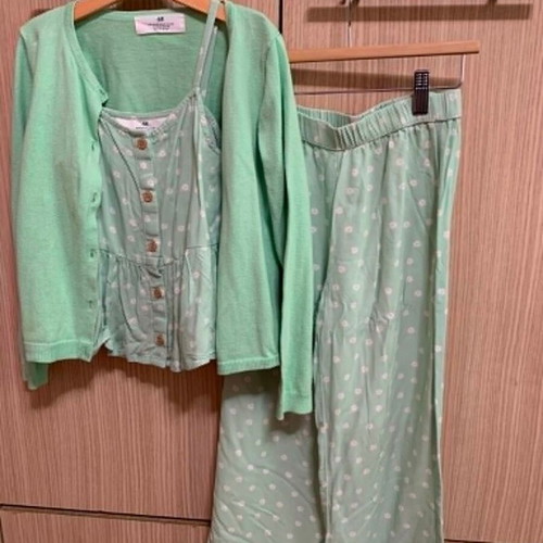 H&M Girls' 3-Piece Set mint with daisies like new, size 7-8 years