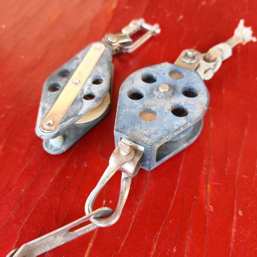 Set of 4 nautical sailing pulleys (blocks)