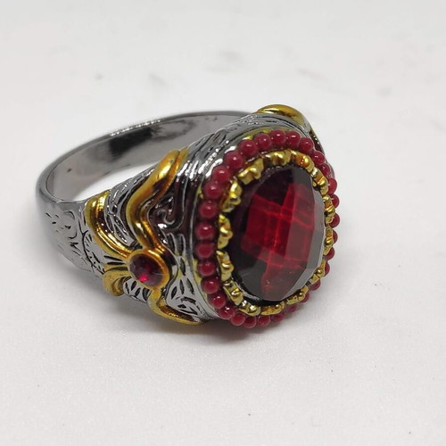 Men's ring with large red stone
