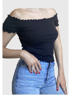 Zara ριμπ μαύρο τοπ σαν καινούργιο, off the shoulders