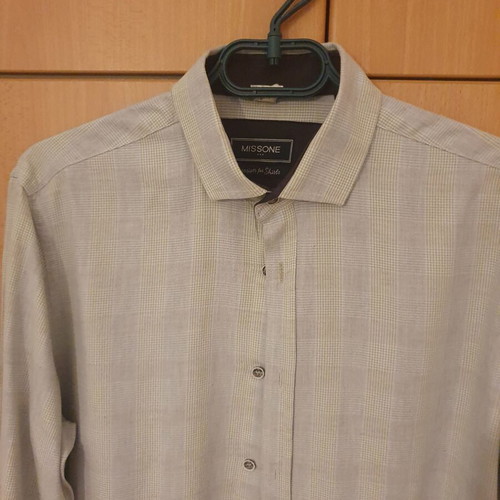 Missone men's checked shirt size L like new, light gray