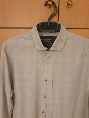Missone men's checked shirt size L like new, light gray